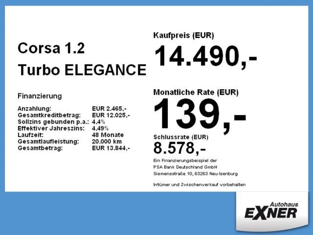 Opel Corsa 1.2 Turbo Elegance Turbo