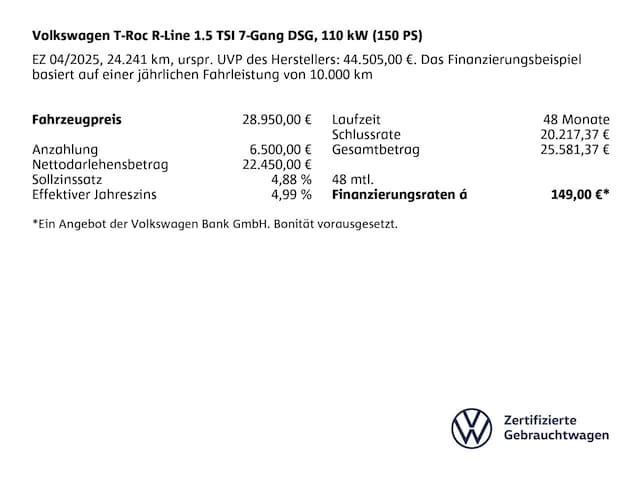 Volkswagen T-Roc 1.5 TSI DSG R-Line