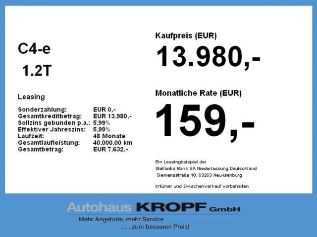Citroën C4 -e Fin. ab 2,99% Lenkradheizung,Parkpilot