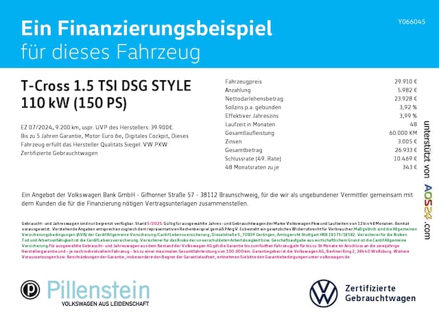 Volkswagen T-Cross 1.5 TSI DSG IQ.Drive Style