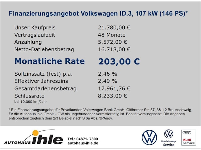 Volkswagen ID.3 58 KWh Performance Pro