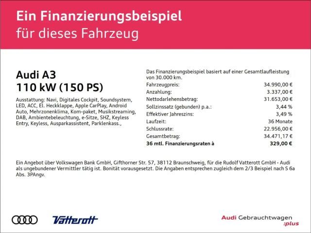 Audi A3 35 TDI S-Line Sedan Sportback