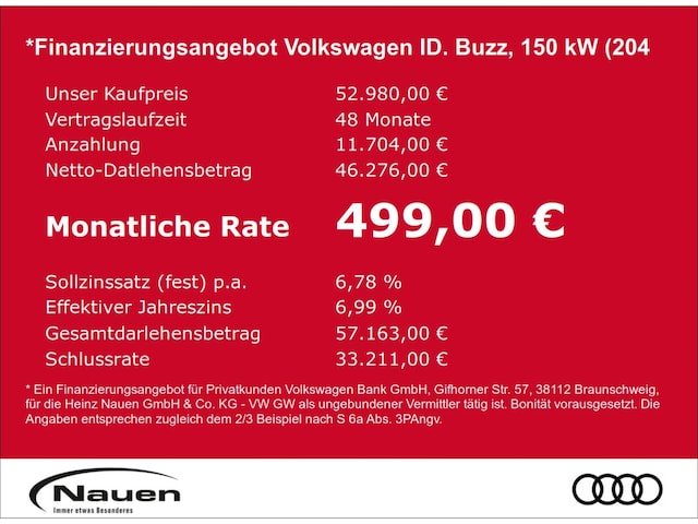 Volkswagen ID.Buzz Bus 150kW 204 PS, *Neupreis:73.803€*