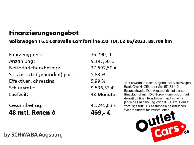 Volkswagen Caravelle 2.0 TDI Comfortline Lang T6