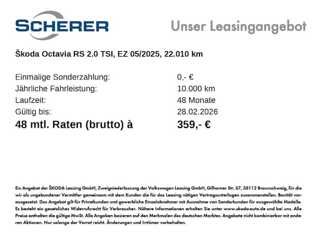 Skoda Octavia 2.0 TSI Combi RS
