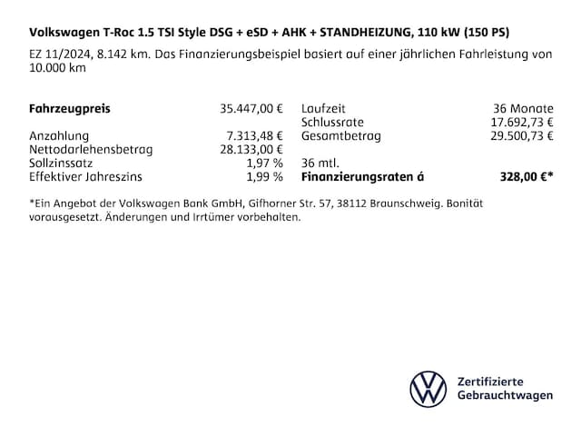 Volkswagen T-Roc 1.5 TSI DSG Style