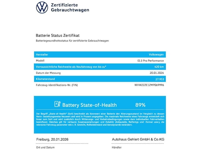Volkswagen ID.3 58 KWh Performance Pro