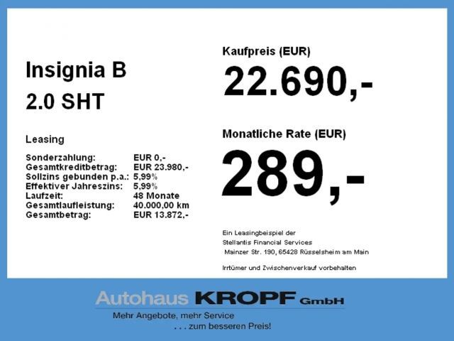 Opel Insignia B 2.0 SHT Fin. ab 2,99% Navi,Alcantara