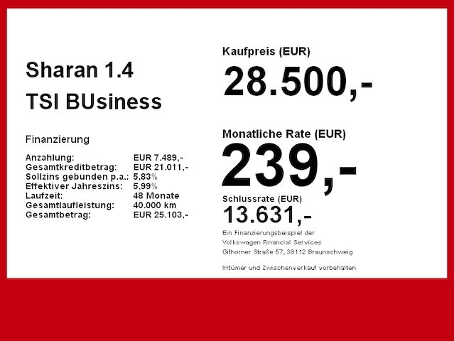 Volkswagen Sharan 1.4 TSI Business