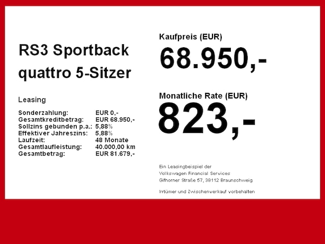 Audi RS3 Quattro S-Tronic Sportback