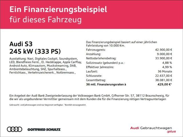 Audi S3 2.0 TFSI Quattro Sedan