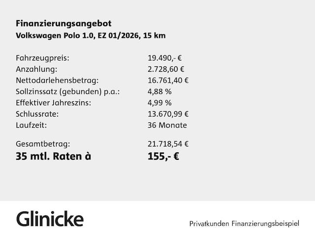 Volkswagen Polo Polo 1,0 (80 PS) 5-Gang | Sitzheiz. | 15" Alu