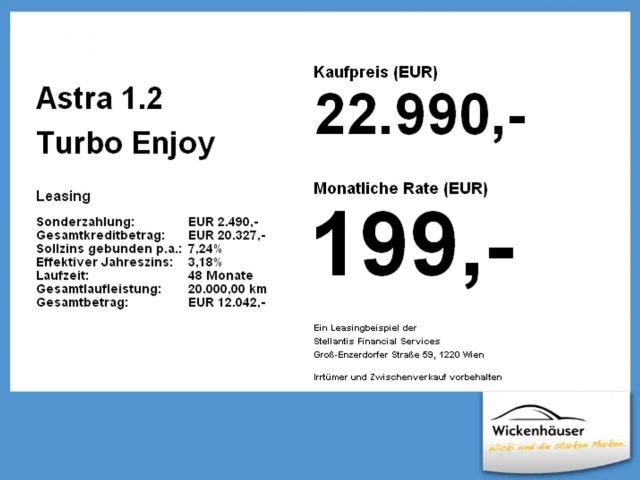 Opel Astra 1.2 Turbo Enjoy Turbo