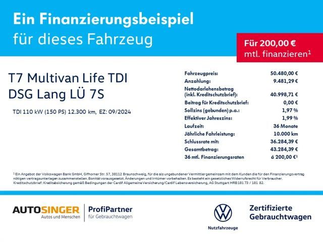 Volkswagen Multivan DSG Lang Life T7