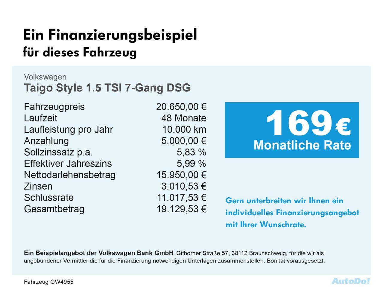 Volkswagen Taigo 1.5 TSI DSG Style
