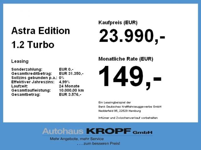 Opel Astra 1.2 Turbo Edition Turbo