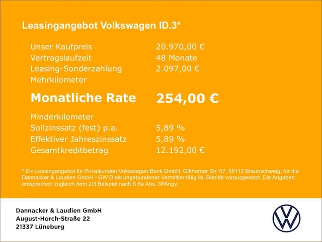 Volkswagen ID.3 55 kWh Performance Pure