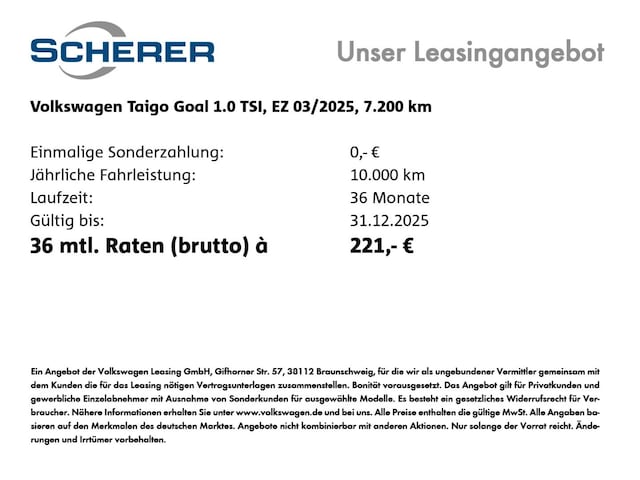 Volkswagen Taigo Taigo GOAL 1,0 l TSI SHZ APP-CONNECT ACC