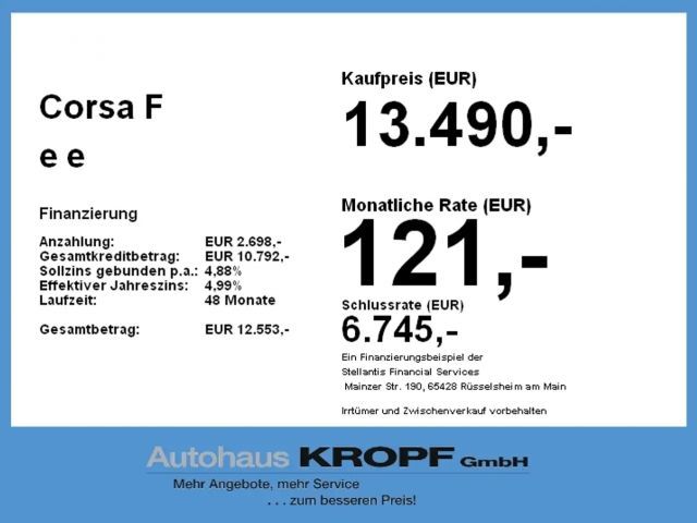 Opel Corsa F e e SHZ+KlimaA+PDC+W-Pumpe+AUT+SpurH