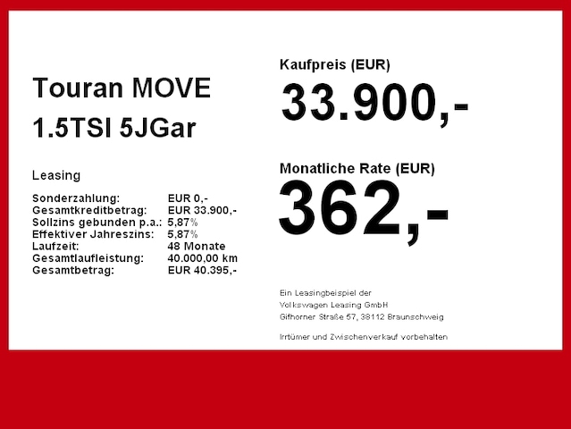 Volkswagen Touran 1.5TSI 5JGar 7Sitz Navi Spur ACC Heck