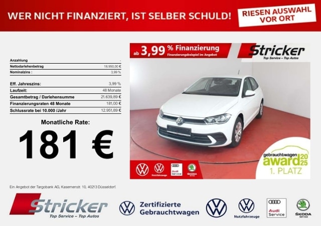 Volkswagen Polo 1.0 181,-ohne Anzahlung App-Connect
