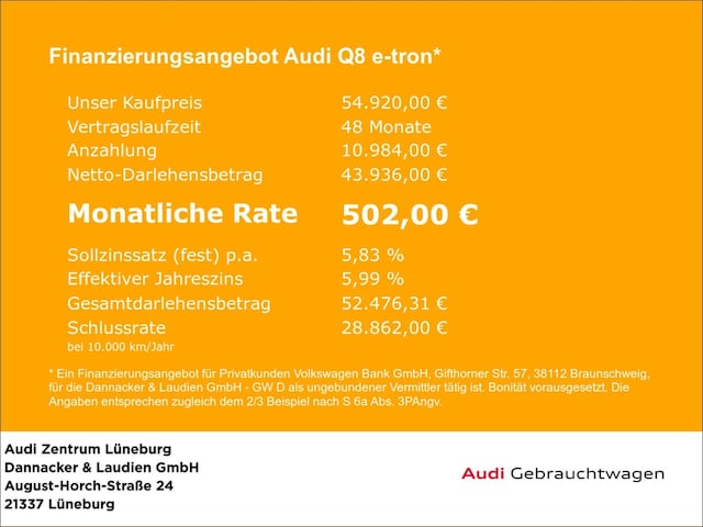 Audi Q8 e-tron 55 Quattro S-Line Sportback