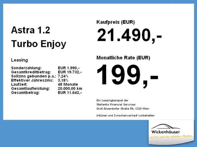 Opel Astra 1.2 Turbo Enjoy Turbo