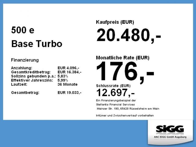 Fiat 500e 500 e Base KeyLess KlimaA Navi SpurH