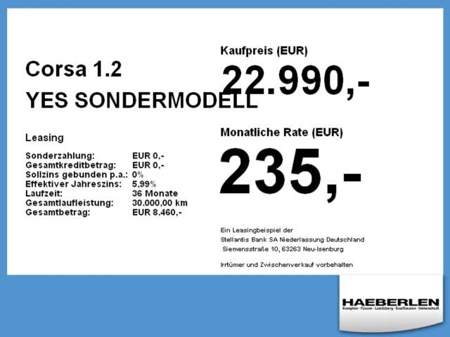 Opel Corsa 1.2 YES SONDERMODELL ALLWETTER*SHZ+LHZ*PDC