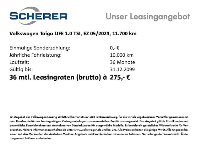 Volkswagen Taigo 1.0 TSI DSG IQ.Drive Life