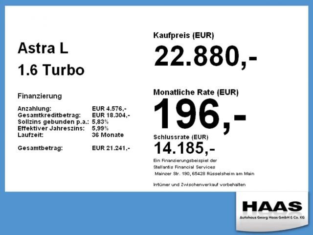 Opel Astra 1.6 Turbo Elegance Turbo