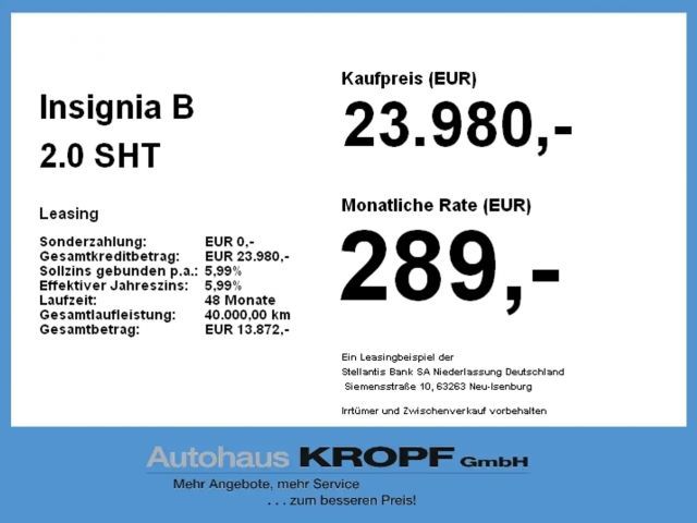 Opel Insignia B 2.0 SHT Fin. ab 2,99% Navi,Alcantara