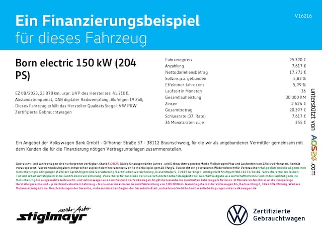 Cupra Born Born electric 62-kWh+ACC+LED+NAVI+SITZHZG