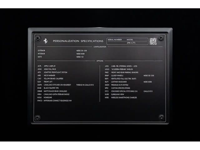 Ferrari 296 GTS >All Black-Giallo Details*LEDs*LIFT<