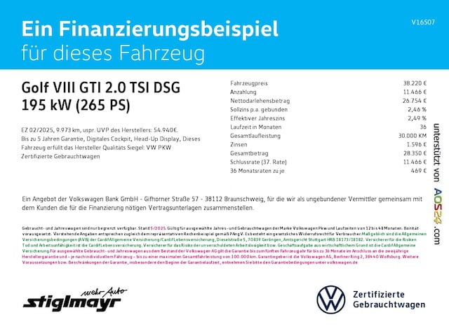Volkswagen Golf 2.0 TSI DSG GTI Golf VIII