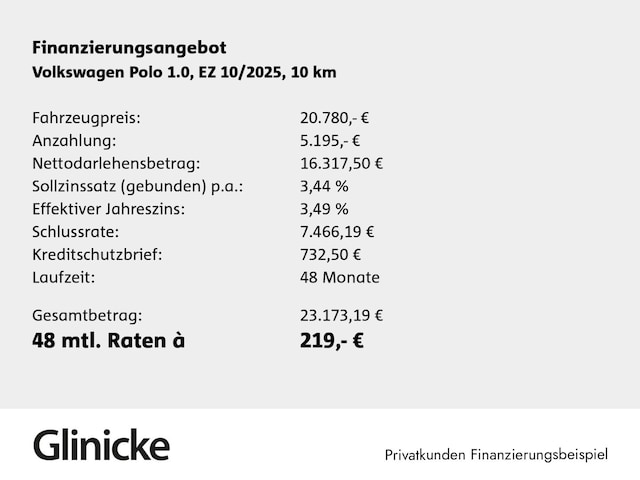 Volkswagen Polo Polo 1,0 l 80 PS | LED Scheinwerfer | Einparkhilfe uvm.