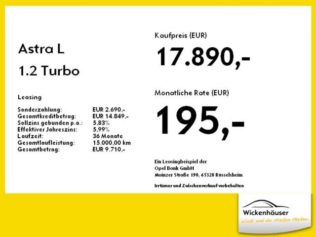 Opel Astra 1.2 Turbo Elegance Turbo