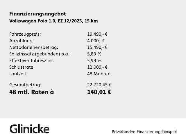 Volkswagen Polo Polo 1,0 l 59 kW (80 PS) 5-Gang | Sitzheiz.