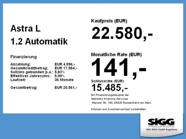 Opel Astra L 1.2 Automatik Glasschiebedach, Navigation