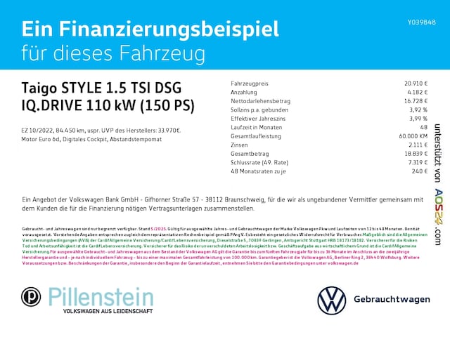 Volkswagen Taigo 1.5 TSI DSG IQ.Drive Style