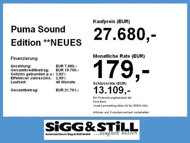 Ford Puma Sound Edition **NEUES MODELL** iACC*360°*B&O