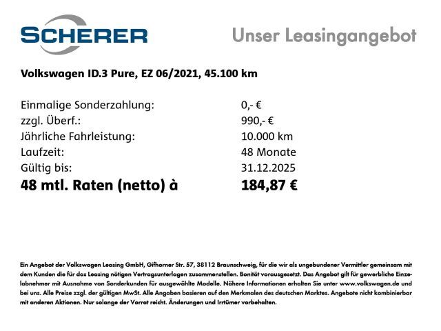 Volkswagen ID.3 45 kWh City Pure