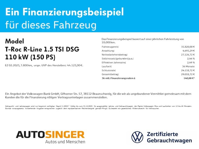 Volkswagen T-Roc 1.5 TSI DSG R-Line