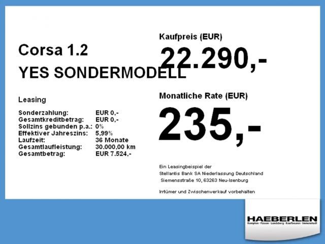 Opel Corsa 1.2 YES SONDERMODELL ALLWETTER*SHZ+LHZ*PDC