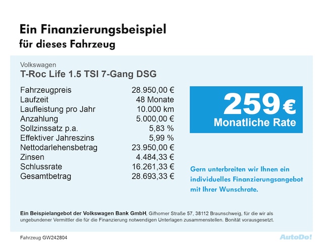 Volkswagen T-Roc 1.5 TSI DSG Life